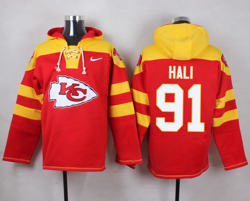 Nike Chiefs #91 Tamba Hali Red Player Pullover NFL Hoodie